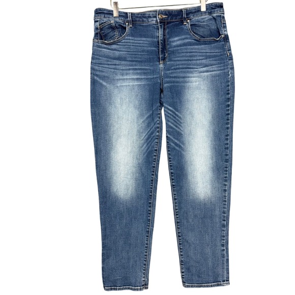 Chicos Jeans 2 Womens 12 Blue Boyfriend Ankle Denim Mid Rise Medium Wash Stretch - Picture 1 of 11